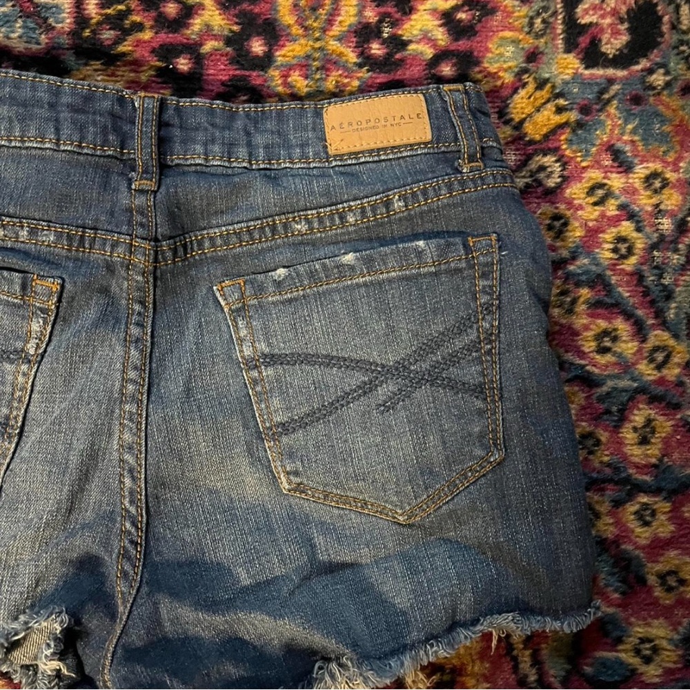 Aeropostale Women's Distressed Blue Denim Shorts
